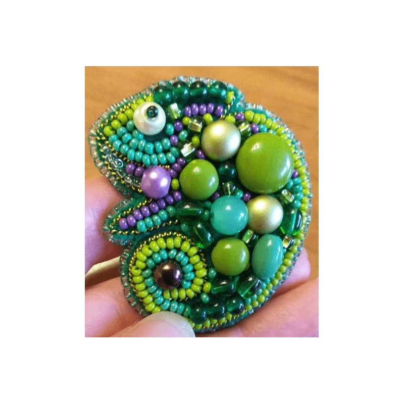 Crystal Art Beadwork kit for Creating Brooch BP-266C Chameleon
