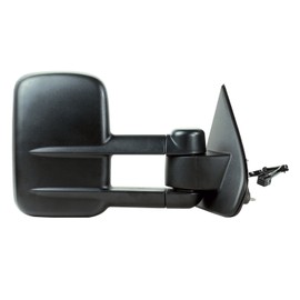 Fit System Passenger Side Towing Mirror for Silverado/Sierra, 2500, 3500, Textured Black, extendable, Dual Lens, 1st Design, (no Signal/Power fold/Side Reflector/BLIS), fold, Heated Power (62147G)