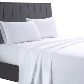 AATH COLLECTION Egyptian Cotton Flat Sheets, 200 Thread Count Single, Double, King, Super King Flat Bed Sheets, Soft & Fade Resistant (King, White)