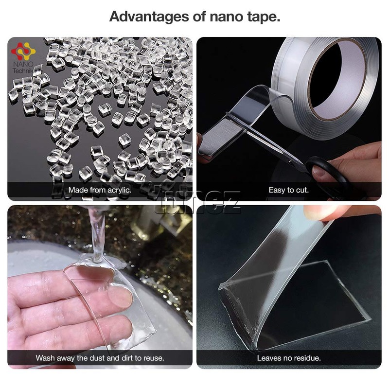 TUNEZ® Reusable Double-Sided Nano Tape, Traceless, Multipurpose Nano Grip Tape,