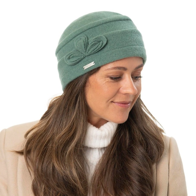 Seeberger Classic Plain Wool Hat for Women, Green
