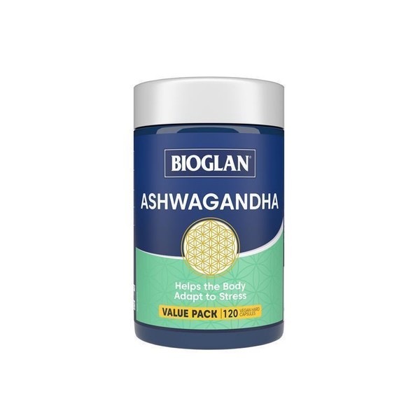 Bioglan Ashwagandha 120 Vegan Hard Capsules Exclusive Size