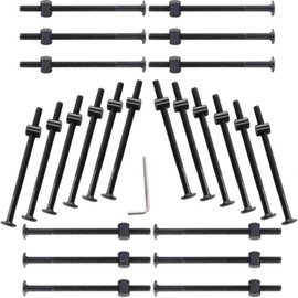 Lobergel 24Pcs M6 x 100mm Bunk Bed Bolts, Crib Hardware Screws Kit,Black Hex Drive Socket Furniture Barrel Screws Bolt Nuts Furniture Crib Baby Bed Bolt with Wrench