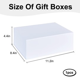 BEISHIDA White Gift Box 11 X 9 X 4.4inch, Gift Boxes with Magnetic Closure Lids for Gift Packaging Father's Day Mother's Day Presents, Bridesmaid Proposal Christmas Valentine Thanksgiving