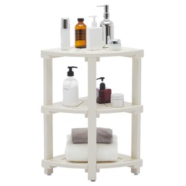 MINPINSER Shower Bench, Corner Shower Stool for Inside Shower and Shaving Legs, Waterproof HDPE Shower Chair Seat with Storage Shelf for Bathroom Non-Slip