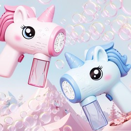 GOGODIFY Enchanted Unicorn Bubble Machine - Outdoor Bubble Fun for Kids, Water Gun, Summer Toys for Toddlers, Girls & Babies