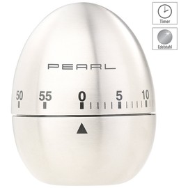 PEARL Kitchen Alarm Clock: Stainless Steel Egg Timer, 60 Minute Timer and Beep (Mechanical Egg Timer, Stainless Steel Kitchen Timer, High Quality)