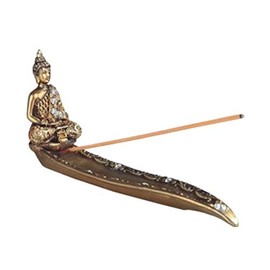 GSC 88202 10 Inch Thai Buddha Figurine Incense Burner, Gold Color, Brown