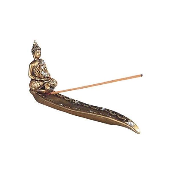 GSC 88202 10 Inch Thai Buddha Figurine Incense Burner, Gold