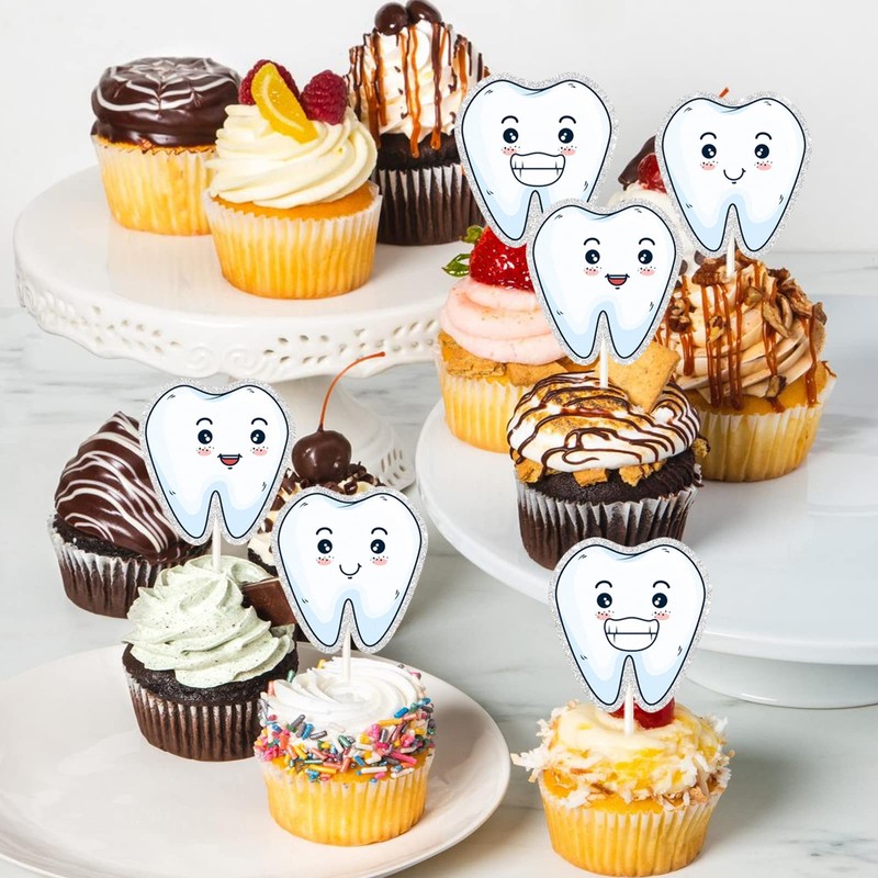 Teeth Cupcake Toppers, First Tooth Party Decor -Tooth Fairy Day
