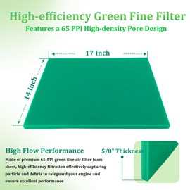 Jvfnxpm Foam Air Filter Replace for U-ni Filter BF-1 BF1, 14" X 17" X 5/8" 65-PPI Reusable Green Fine Filter Foam Sheet for Motorcycle ATV Dirt Bike UTV Most Small Engines
