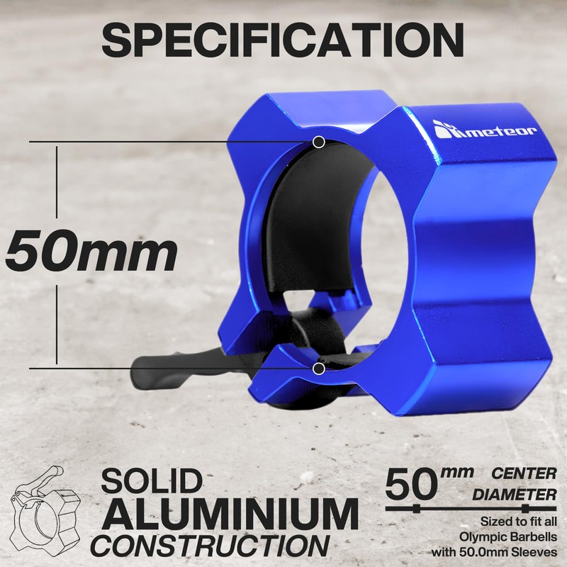 Meteor Essential Olympic Quick-Release Barbell Collars, Aluminium Collar, Barbell Clamp,