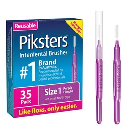 Piksters Interdental Brushes, 35 pk, Size 1, Interdental Tooth Brush for Tight Gaps, Gum Soft Bristles for Plaque Removal, Safe for Braces