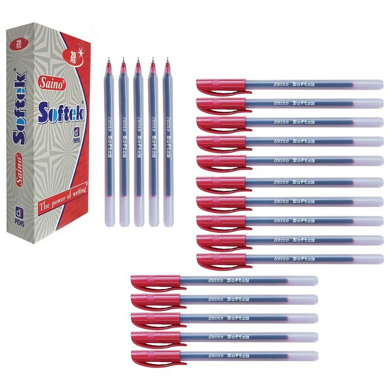 SAINO Fine-X Ballpoint Pens, RED, 0.7mm Fine Point, Pack of