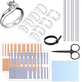 Hicarer 53 Pieces Ring Sizer for Loose Rings 8 Sizes Invisible Adjuster Fits 2-9.5mm Bands with Measuring Tool for Women Men Silicone Tightener EVA Foam Set with Polishing Cloth and Scissors