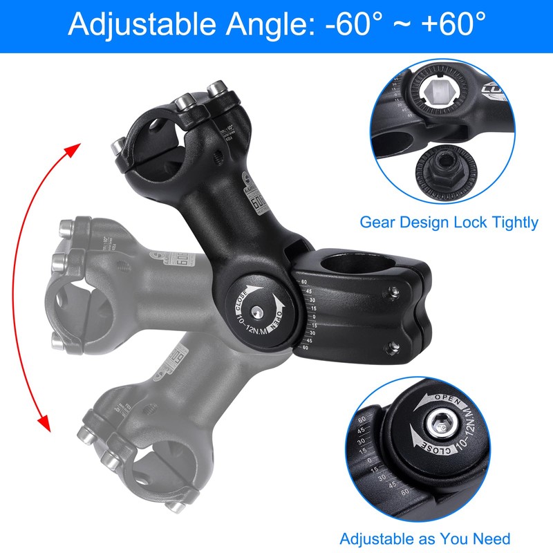Tunejoy Bicycle Handlebar Stem ± 60° Adjustable Bicycle Handlebar Riser
