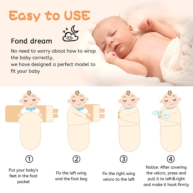 3-Pack Baby Swaddle Sleep Sacks - Newborn Swaddle Sack 0-6