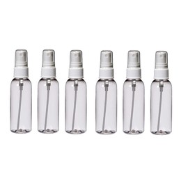 Natural Farms 6 Pack – 2 oz -Clear Cosmo Plastic Bottles – White Fine Mist Atomizer - for Essential Oils, Perfumes, Cleaning Products