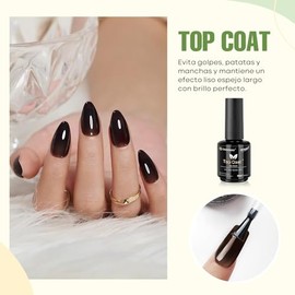 SADOWAY Gel Polish 2 piezas 15ml: No Wipe Gel Top Coat y Base Coat Set - Juego de capa superior y capa base de gel, Lámpara LED Soak Off Capa Superior