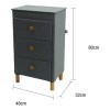 OUO Cajonera Plegable Buró De 3 Cajones Almacenadora 48*32*80cm