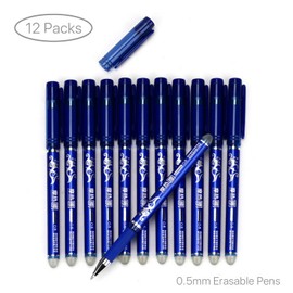 VANANA 12Pcs 0.5mm Erasable Pen Blue Gel Ink Roller Ball Pens Set Office Home Stationery Party Gift