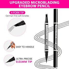 MAVENI 2-in-1 Eye Brow Pencils for Women,Waterproof Eyebrow Pen with 4 Tip Microblading Eyebrow Pencil and 0.01mm Ultra-Precise Eyeliner,Create Natural Hair-Like Brows,Lasting (04 Black)