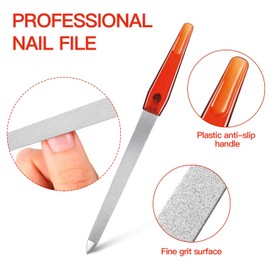 12 Pcs Metal Nail File 6.7 Inch Stainless Steel Nail File Double Sides with Anti Slip Handle Fingernails Toenails Manicure Tool for Woman and Men(Brown)