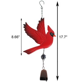 Tinsow Cardinal Bird Wind Chime Christmas Hanging Decorations Bell Outdoor Wind Chime Outdoor Decoration for Patio, Deck, Yard, Garden (Red-Flaping)
