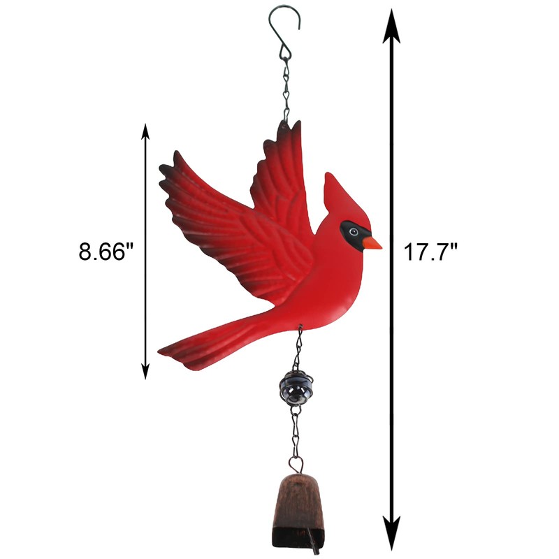 Tinsow Cardinal Bird Wind Chime Christmas Hanging Decorations Bell Outdoor
