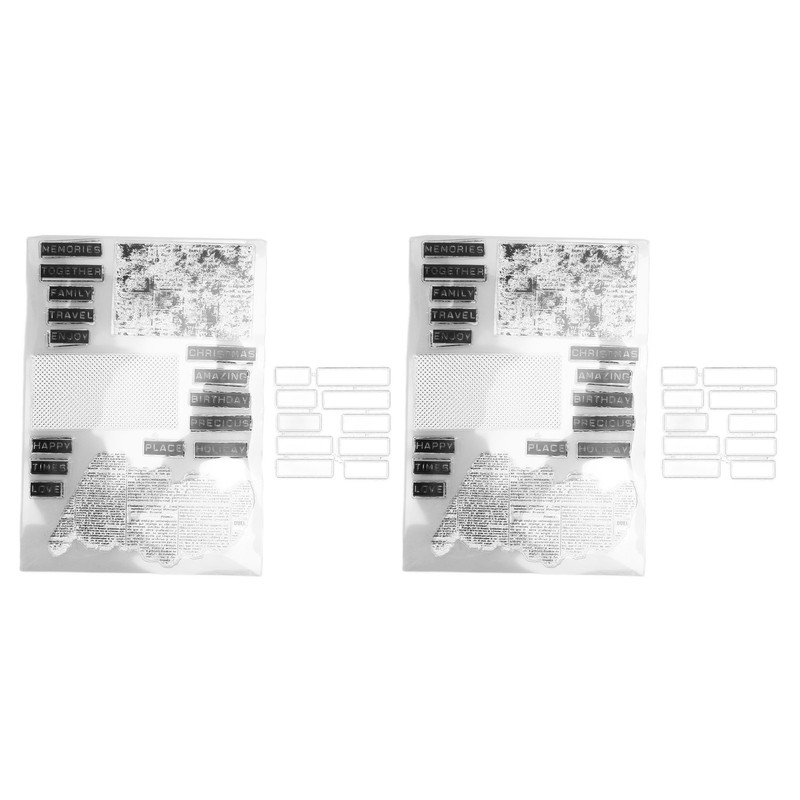 2Pcs Clear Stamp English Words Pattern Clear Safe Reusable TPR