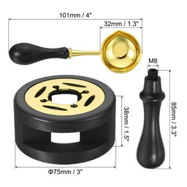 PATIKIL Wax Seal Kit, 2 Set Wax Seal Warmer Melting Spoon Wax Seal Stamp Handle Melt Stove Pot Furnace Tool for Melting Wax Sealing Beads, Black