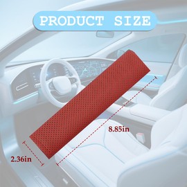 HZEL Car Seat Belt Cover, 2PCS Comfortable Genuine Leather Vehicle Seatbelt Strap Cushion Shoulder Pad, Wear-Resistant Automotive Neck Protection Harness Mat, Universal for Truck Sedan SUV (Red)