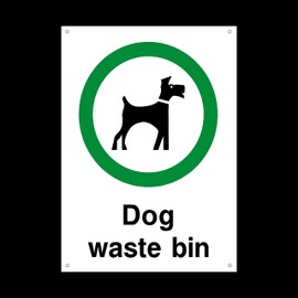 Dog Waste Bin Plastic Sign with 4 Pre-Drilled Holes - Fouling/Dog Area/Clean it up/Security Guard Dogs (PPA24)