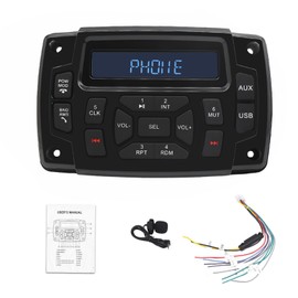 Geloo Marine Radio Receiver Waterproof Boat Stereo Radio System with AUX-in Subwoofer Pre-Amp EQ, AM/FM Radio Receiver Digital Media MP3 Player USB Input for Motorcycle Boat Golf Cart Truck