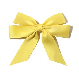 Furling Pompoms Hair Accessories - Cute Ribbon and Candy Color Bow Clips with Tail, 4.7 Inch Barrette for Party, Women and Girls (Yellow 2pcs)
