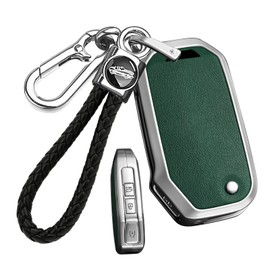 ontto Alloy Car Key fob Cover fit for Kia Sportage R GT MK5 Stinger GT Sorento Picanto Ceed CD XCeed Cerato flip Key Holder Smart Leather Key case Shell Bag Keyring Keychain Accessories Silver Green