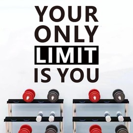 SEATUNE Large Motivational Gym Wall Decals - Inspirational Quotes Office Wall Stickers - School Classroom Home Garage Vinyl Art Wall Decor - Your Only Limit is You 20"X24"