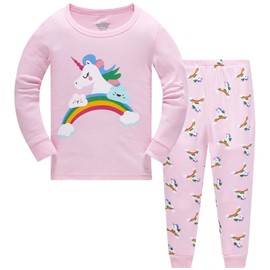 Girls Pyjamas Set Christmas Toddler Clothes Cotton Sleepwear Cute Unicorn Nightwear Long Sleeve PJs 2 Piece Outfits for Kids Age 2-3 Years