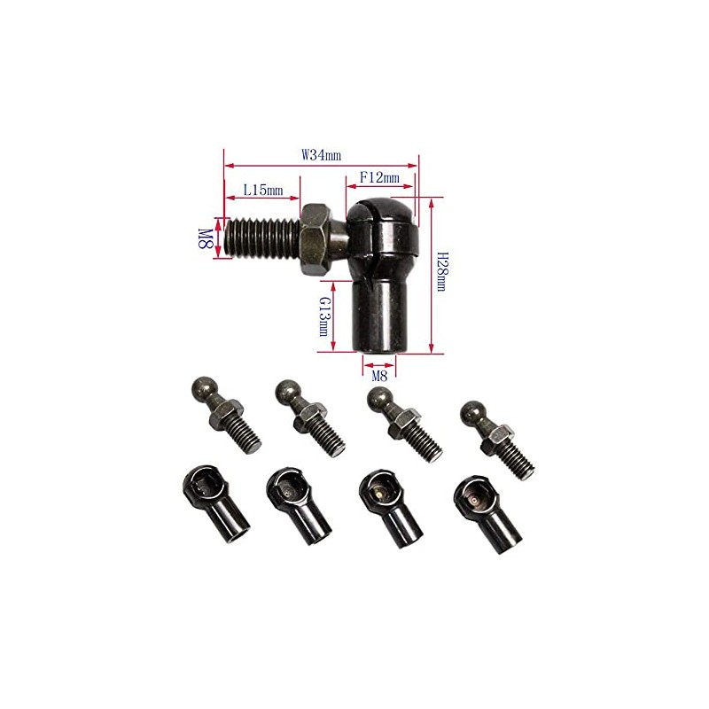 KUNSYOUKIM Gas Damper Connector End Fitting M8 Female Screw M8