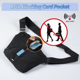 Anti-Theft Crossbody Bag for Women and Men, Personal Flex Bag RFID Blocking Shoulder Chest Bag Lightweight Sling Bag for Travel Sport