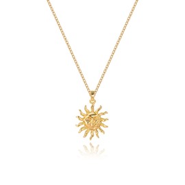 GZJOGO Sun Pendant Necklace for Women, 14K Gold Plated Dainty Sun Necklace Cute Minimalist Diamond Necklace Jewelry Gifts for Women