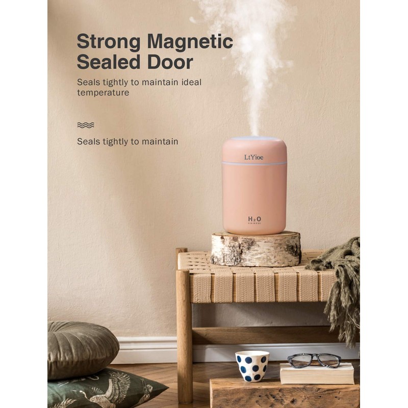 LtYioe Colorful Cool Mini Humidifier, USB Personal Desktop Humidifier for