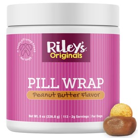 Riley's Pill Wrap for Dogs - Delicious Peanut Butter Flavored Pill Paste for Dogs - Wrap Pills, Capsules, Tablets in a Pocket or Pouch to Mask The Taste & Make Pill Time Easy - 8 oz