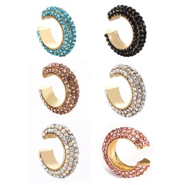 6 Pcs Non Pierced CZ Ear Cuffs Earring Bohemia Stackable Rhinestone C-shape Earrings Colorful Cartilage Ear Clips for Women Wedding Jewelry-gold