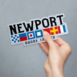 RetroPlanet Bumper Sticker; Newport RI Nautical Flag Large Bumper Sticker, Vinyl Decal