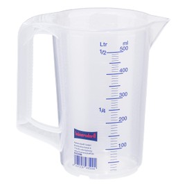 Hunersdorff 935000 Graduated Can with Closed Handle, White/Blue, 500 ml