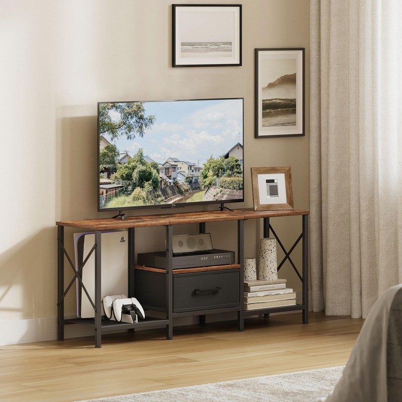 JARHETUN TV Stand with Fabric Drawer, Entertainment Center for 50