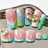 48Pcs Ombre Green French Tips Press on Toenails Long Square