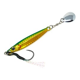 TG Respect Type Blade A Metal Jig, Tungsten 1.1 oz (30 g), Green Gold Lure, Sawara, Skipjack and Bluish Throw, Yellowfin Jig, Jigging, SLJ