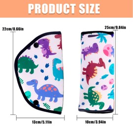 LBYHZS Ajustador de Cinturón de Seguridad para Niños, Firme Auto Hombro Correa para el Cuello Ajustable, Almohadilla Protectora Suave y Transpirable para Niños, Comodidad y Protección (Dinosaurio)
